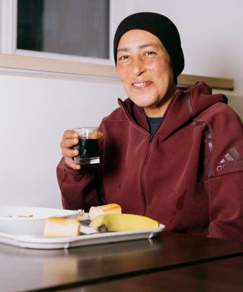 Bénéficiaire souriant